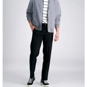 Haggar Men's Cool 18 Pro Gabardine Straight Fit Black Pants
